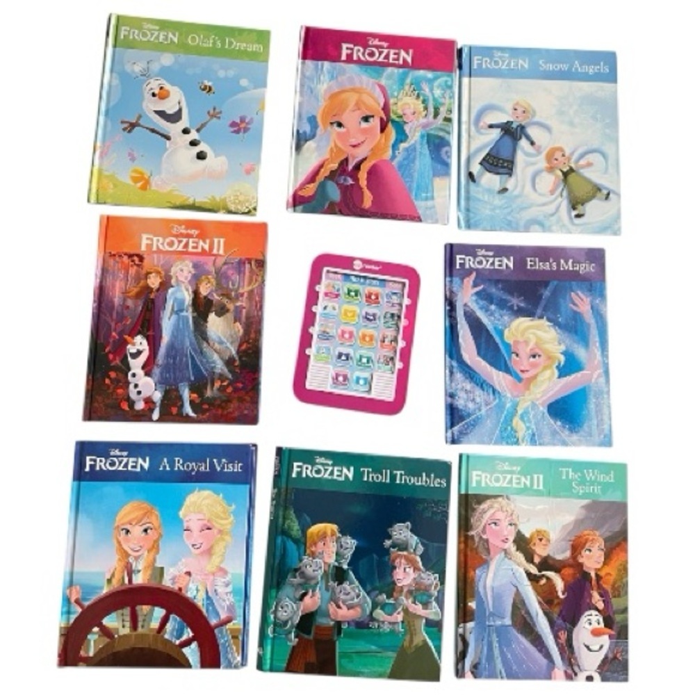 Story Me Reader Disney Frozen Device & 8 Books Tested Works Excellent Used Cond